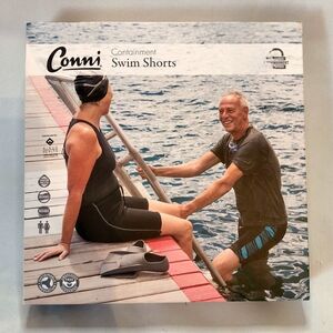 Conni Adult Swim Shorts - Black with White Highlights, Size 4XL  (P)